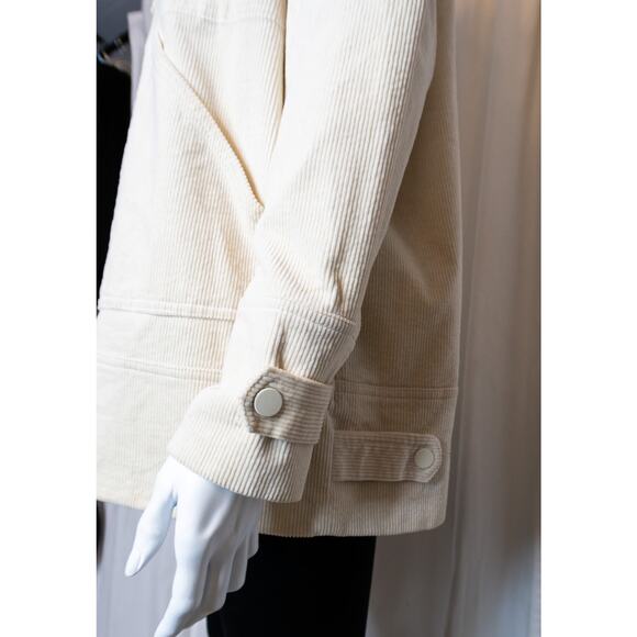 GANNI "Ridgewood" Cream Corduroy Tan Faux Fur Collar Coat US 6 - Picture 10 of 14